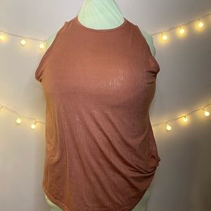 Workout tank, rust with metallic silver details. Size xl